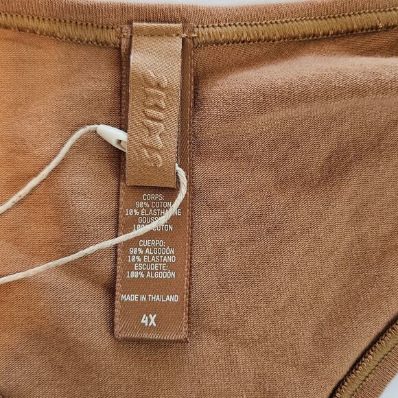 Skims Camel Cotton Jersey Dipped Thong Panty Plus 4x - Picture 4 of 9